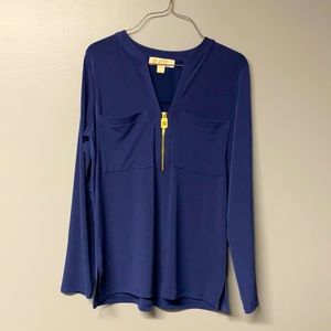 Michael Kors navy blue long sleeve blouse